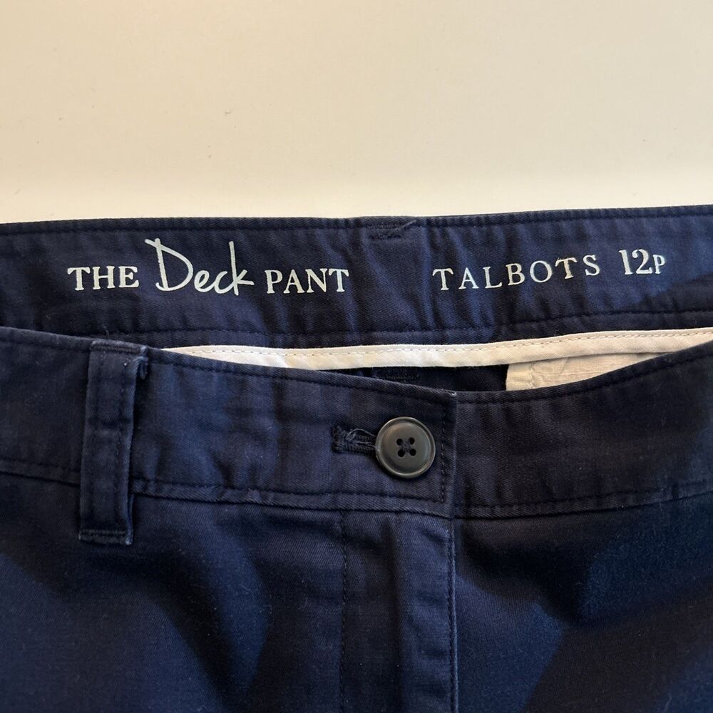 Talbots The Deck Cropped Pants Women Petites Size 12 P Classic Casual Navy Blue - Picture 3 of 8